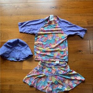Girl’s UV Skinz Purple Rashguard Swim Set- size 7